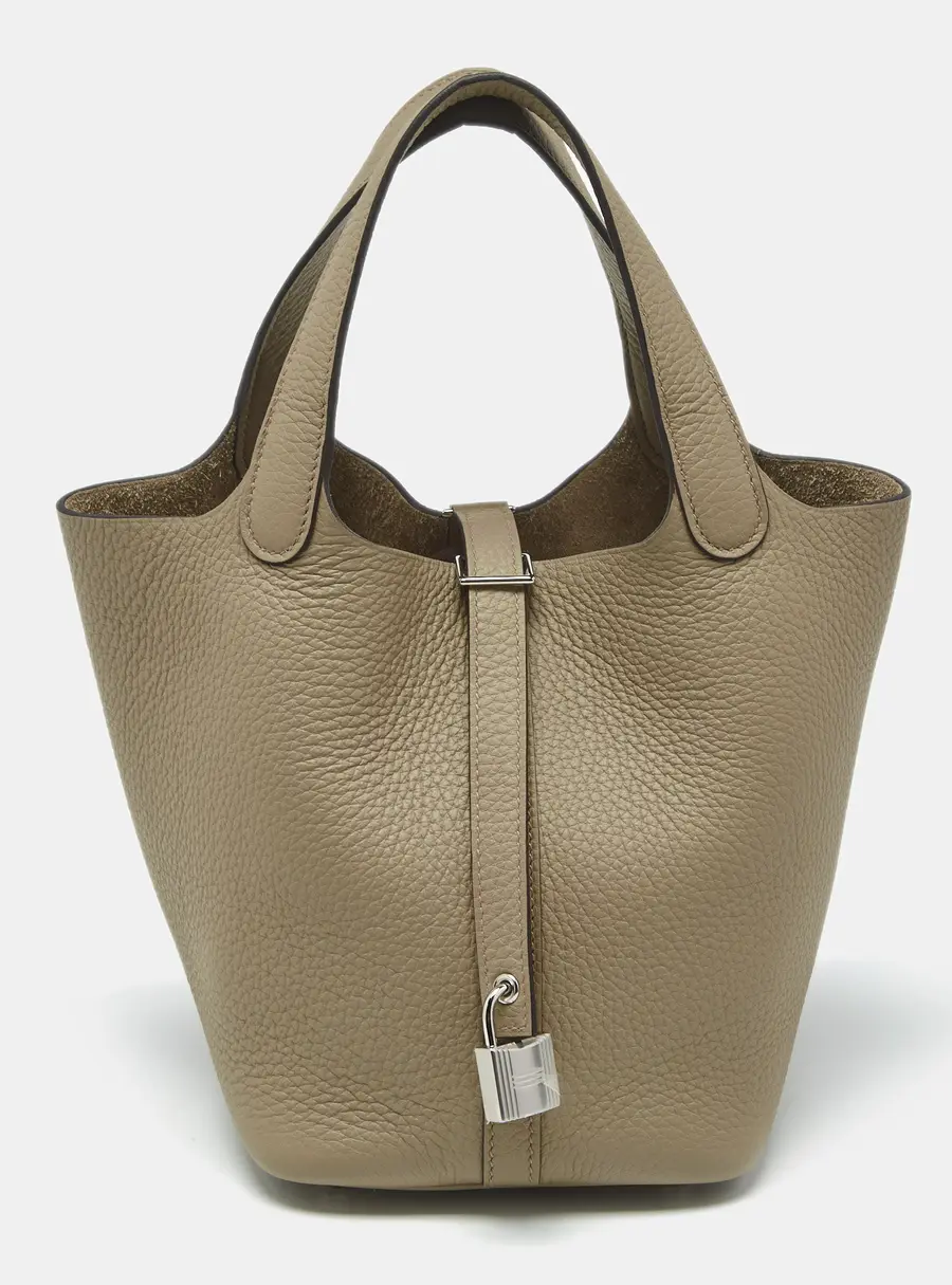 Herm&egrave;s Beige Marfa Taurillon Clemence Leather Picotin Lock 18 Bag