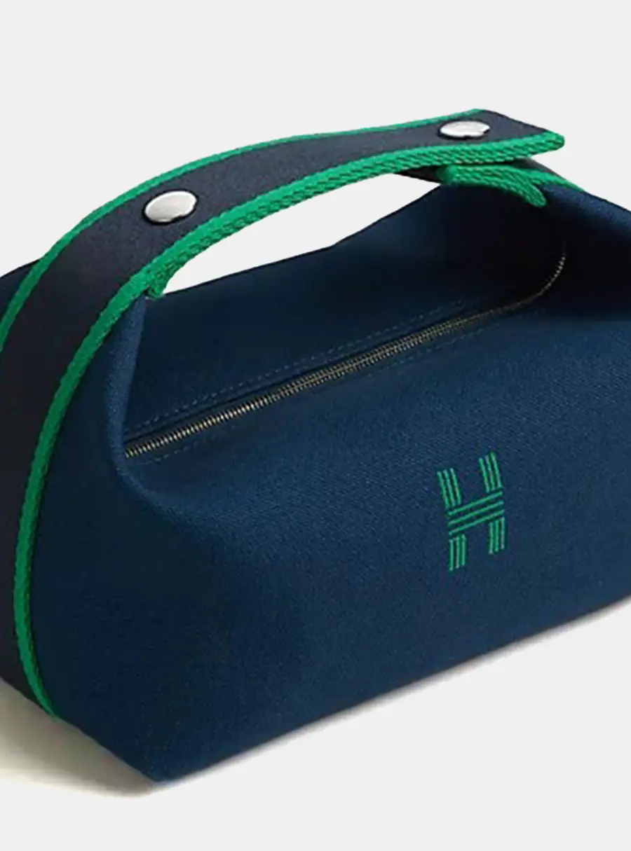 Hermes Bride-a-Brac Small Marine Canvas Pouch Bag