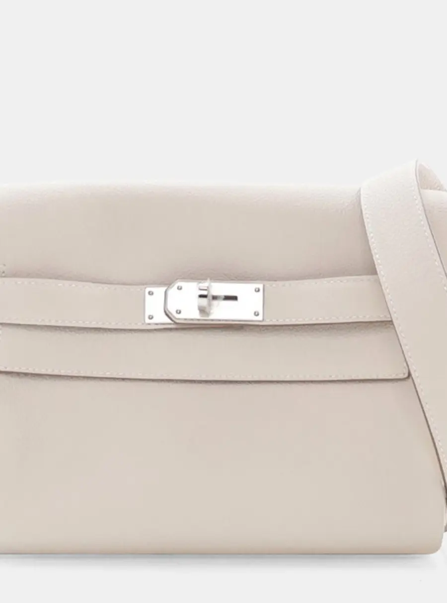 Hermes Kelly Messenger PM Beton Swift Leather Shoulder Bag