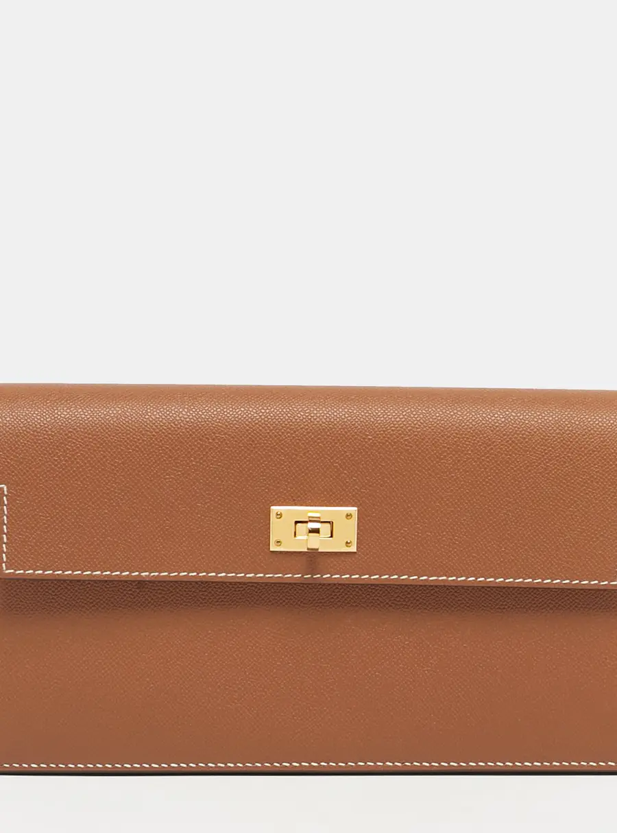 Hermes Kelly Pocket Gold Madame Leather Long Wallet