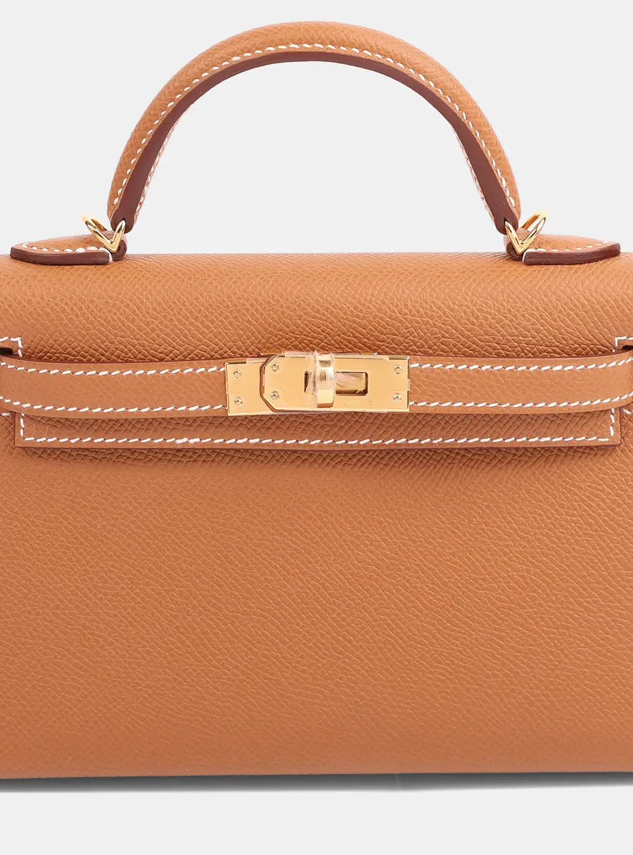 Hermes Gold Epsom Mini Kelly 20 II Top Handle Bag