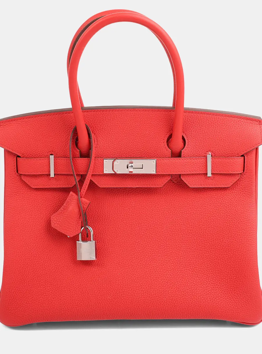 Hermes Rouge Radieux Birkin 30 Tote Bag