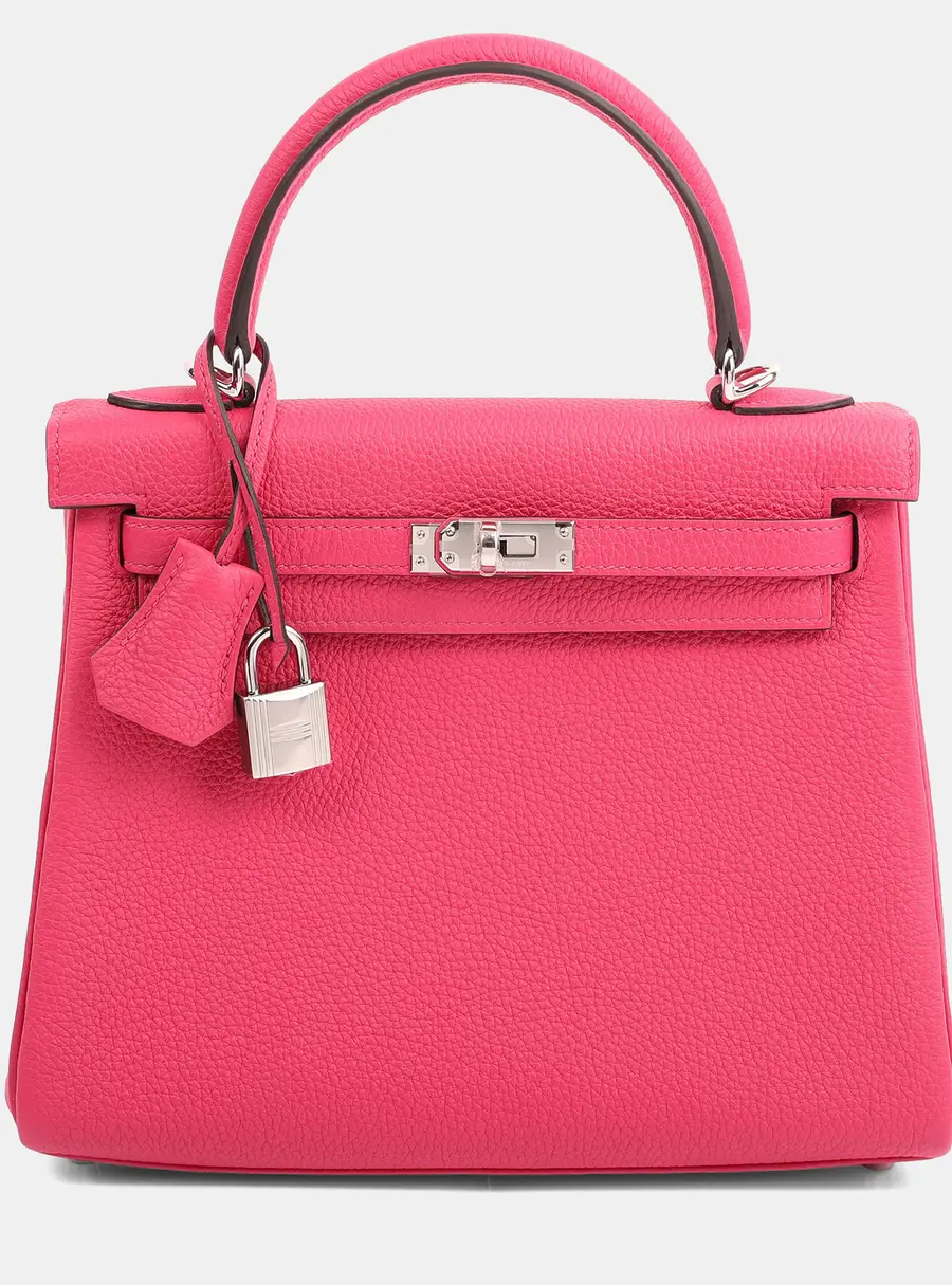 Hermes Rose Mexico Togo Kelly 25 Top Handle Bag