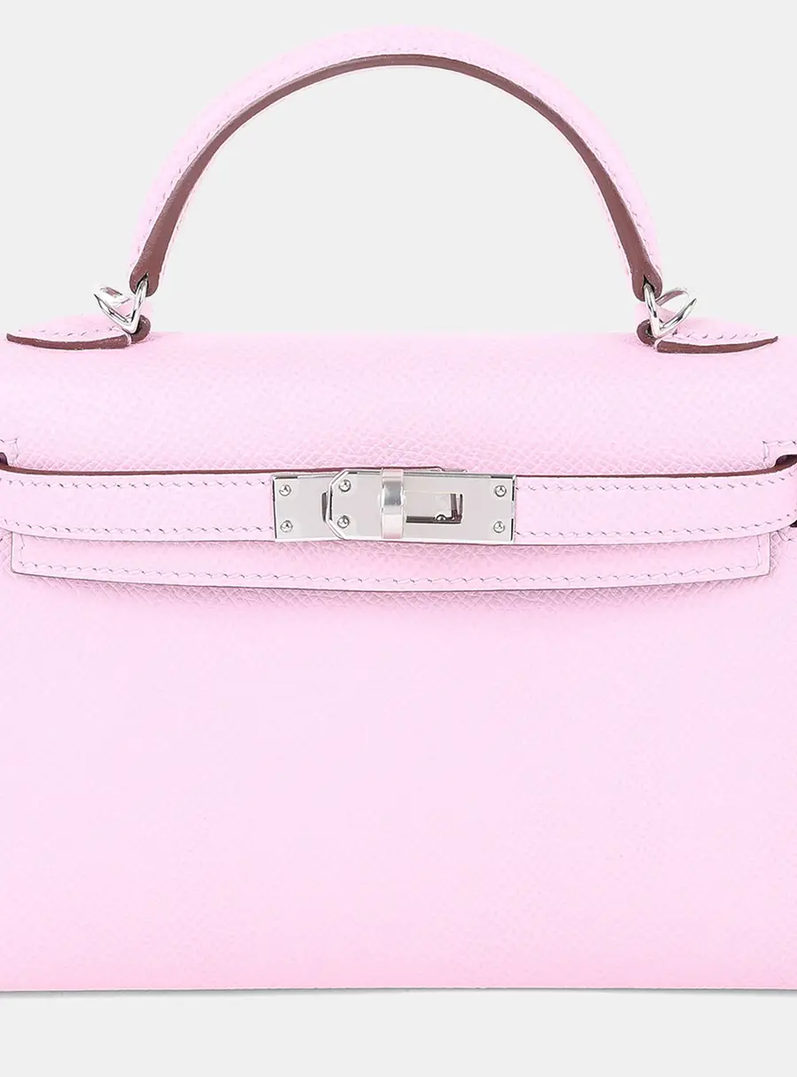 Hermes Mauve Sylvestre Epsom Mini Kelly 20 Top Handle Bag