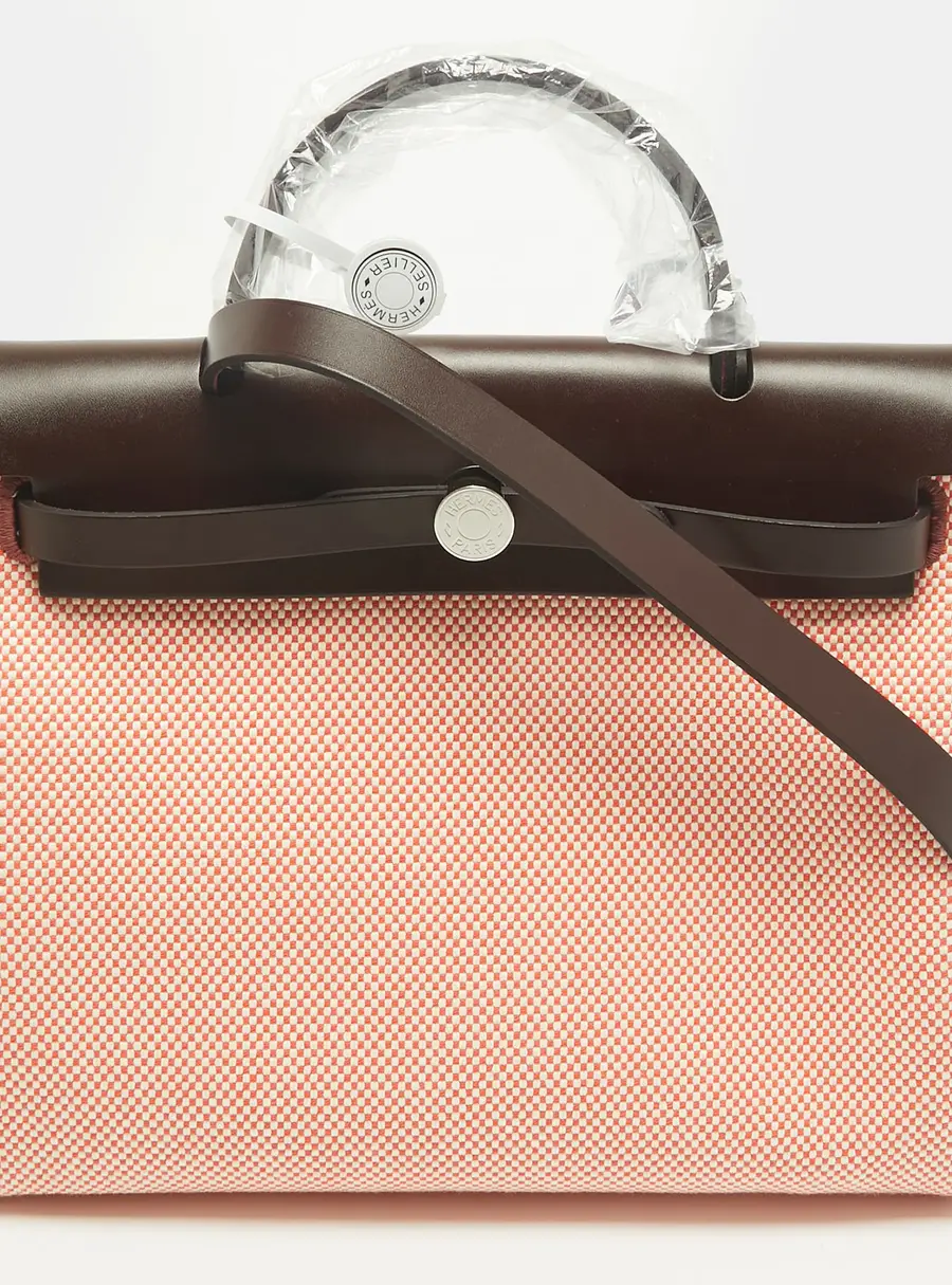 Herm&egrave;s Herbag Zip 31Orange Field/Ecru/Rouge Sellier Criss Viking Toile and Vache Hunter Top Handle Bag