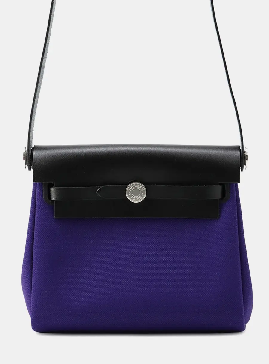 Hermes Herbag Zip Mini Purple Toile H Vache Hunter Leather Shoulder Bag