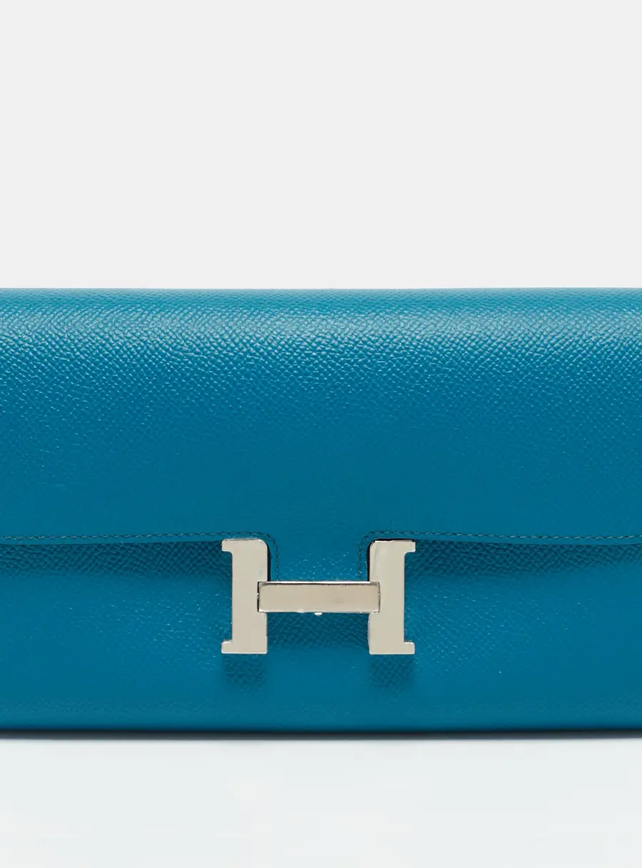 Hermes Constance Blue Izmir Epsom Leather Long Wallet