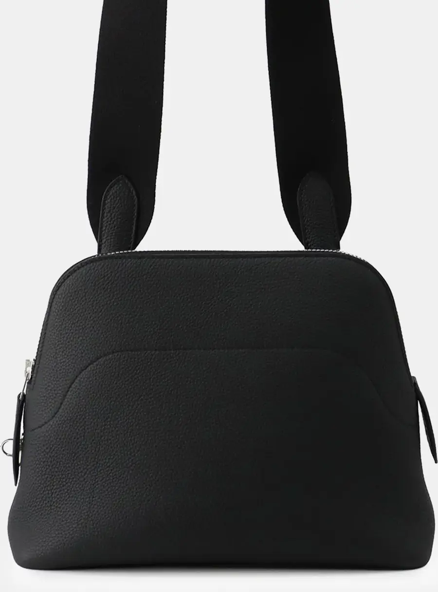 Hermes Bolide Messenger Black Togo Calfskin Leather Top Handle Bag