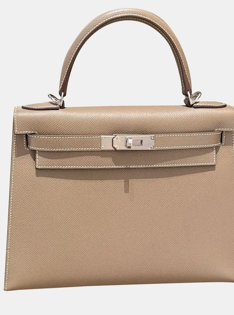 Hermes Kelly 28 Etoupe Epsom Leather Top Handle Bag