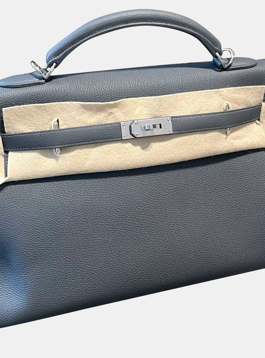 Hermes Kelly 40 Slate Grey Togo Calfskin Leather Top Handle Bag