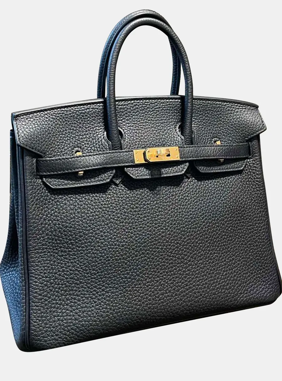 Hermes Birkin 25 Black Togo Calfskin Leather Top Handle Bag