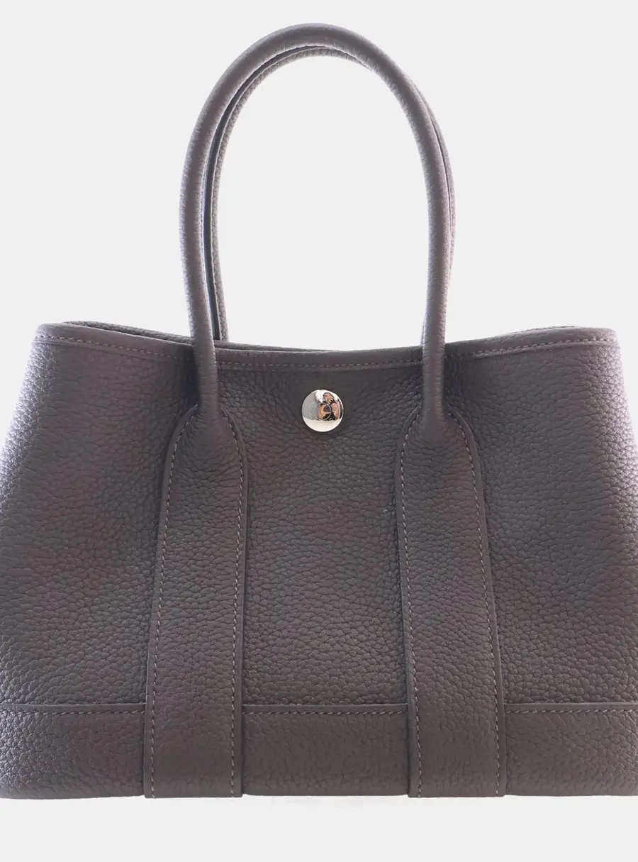 Hermes Neo Garden Party 23 Ébene Negonda Calfskin Leather Tote Bag