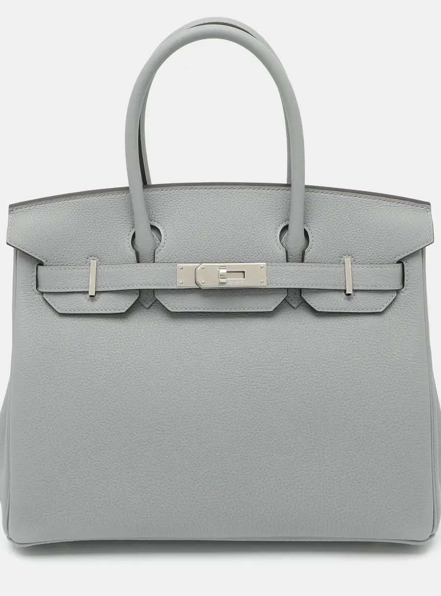 Hermes Birkin 30 Gris Pantin Togo Leather Palladium Finish Tote