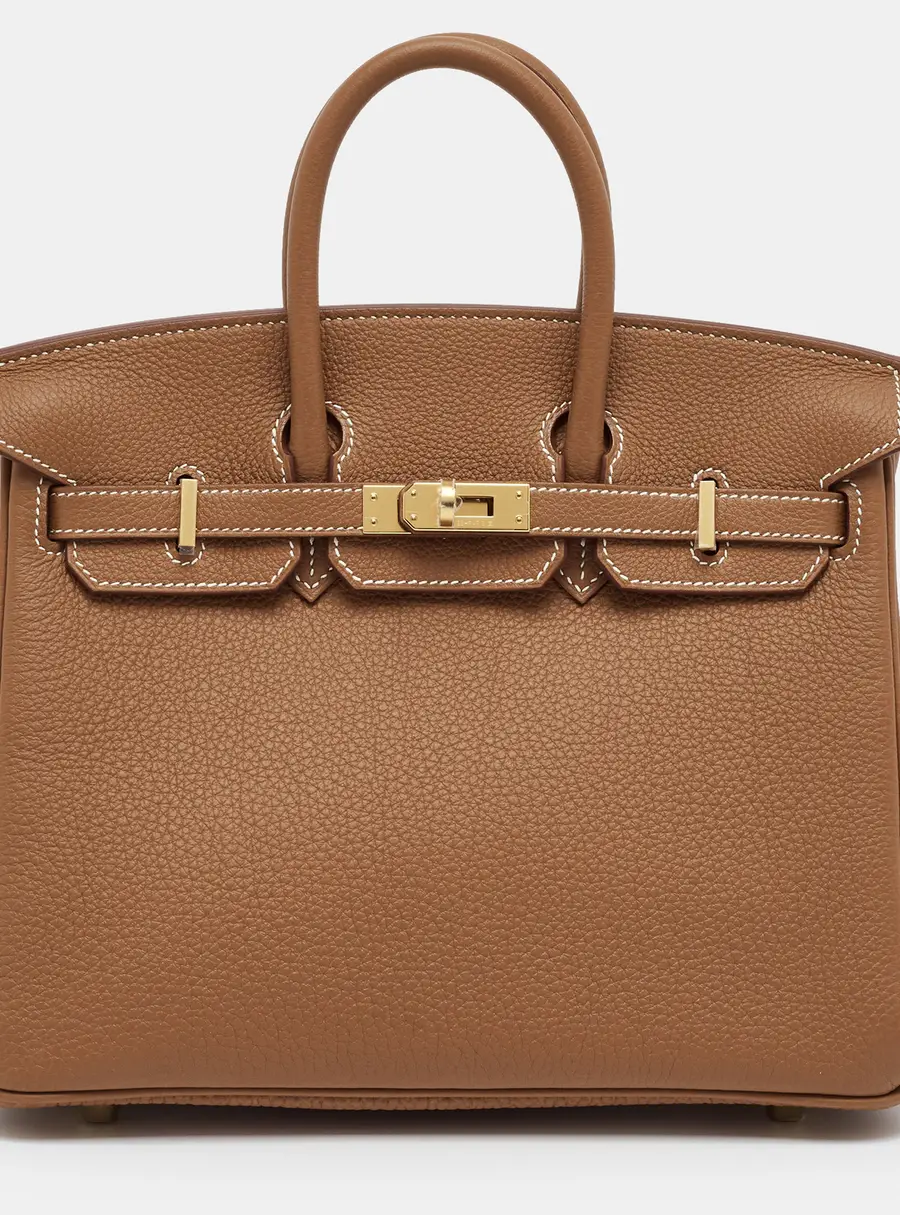 Hermes Birkin 25 Gold Finish Gold Togo Leather Tote