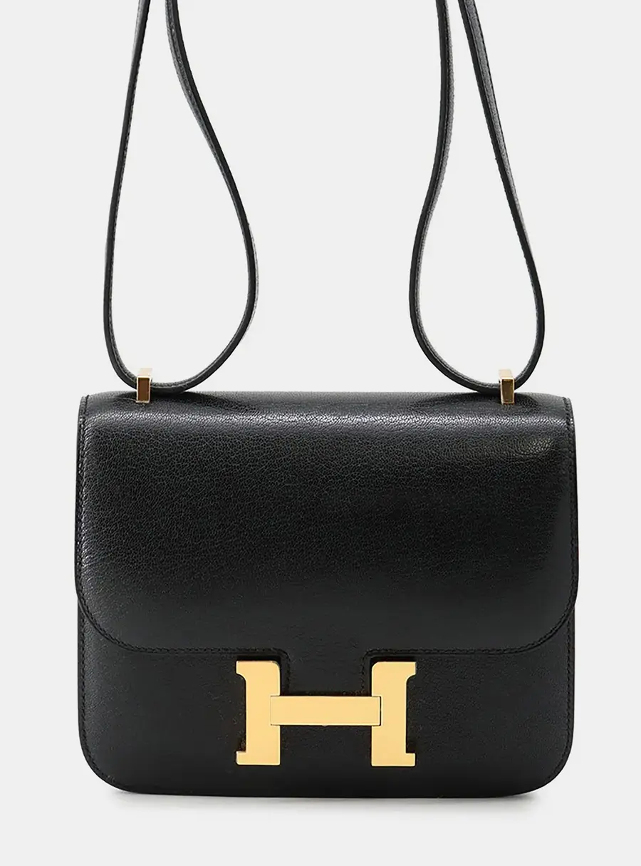 Hermes Constance Miroir Mini Black Chevre Mysore Goatskin Crossbody Bag