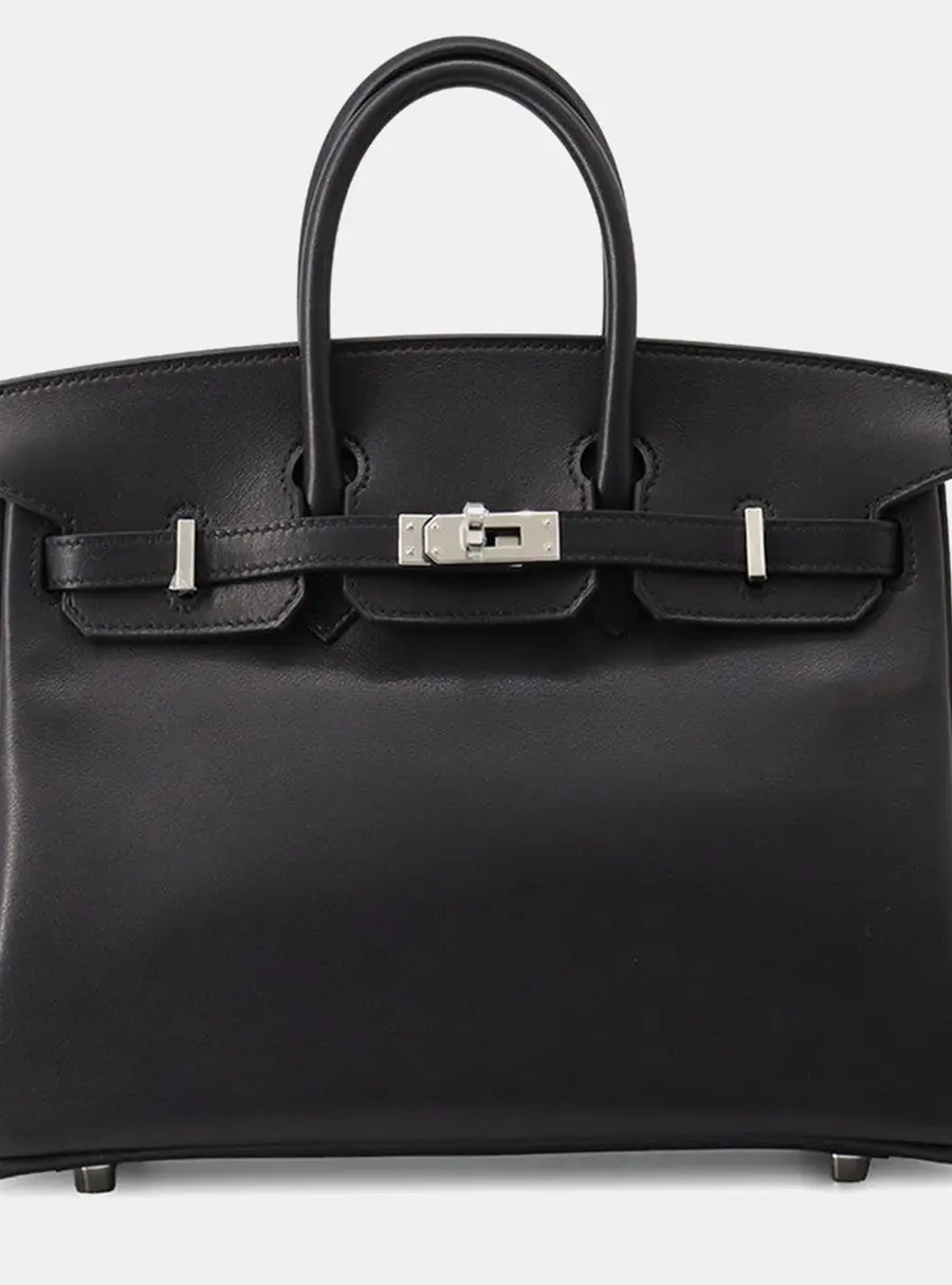 Hermes Birkin 25 Black Veau Volupto Leather Top Handle Bag