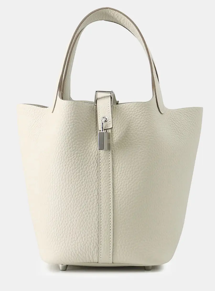 Hermes Picotin Lock 18 Craie Taurillon Clemence Leather Tote Bag