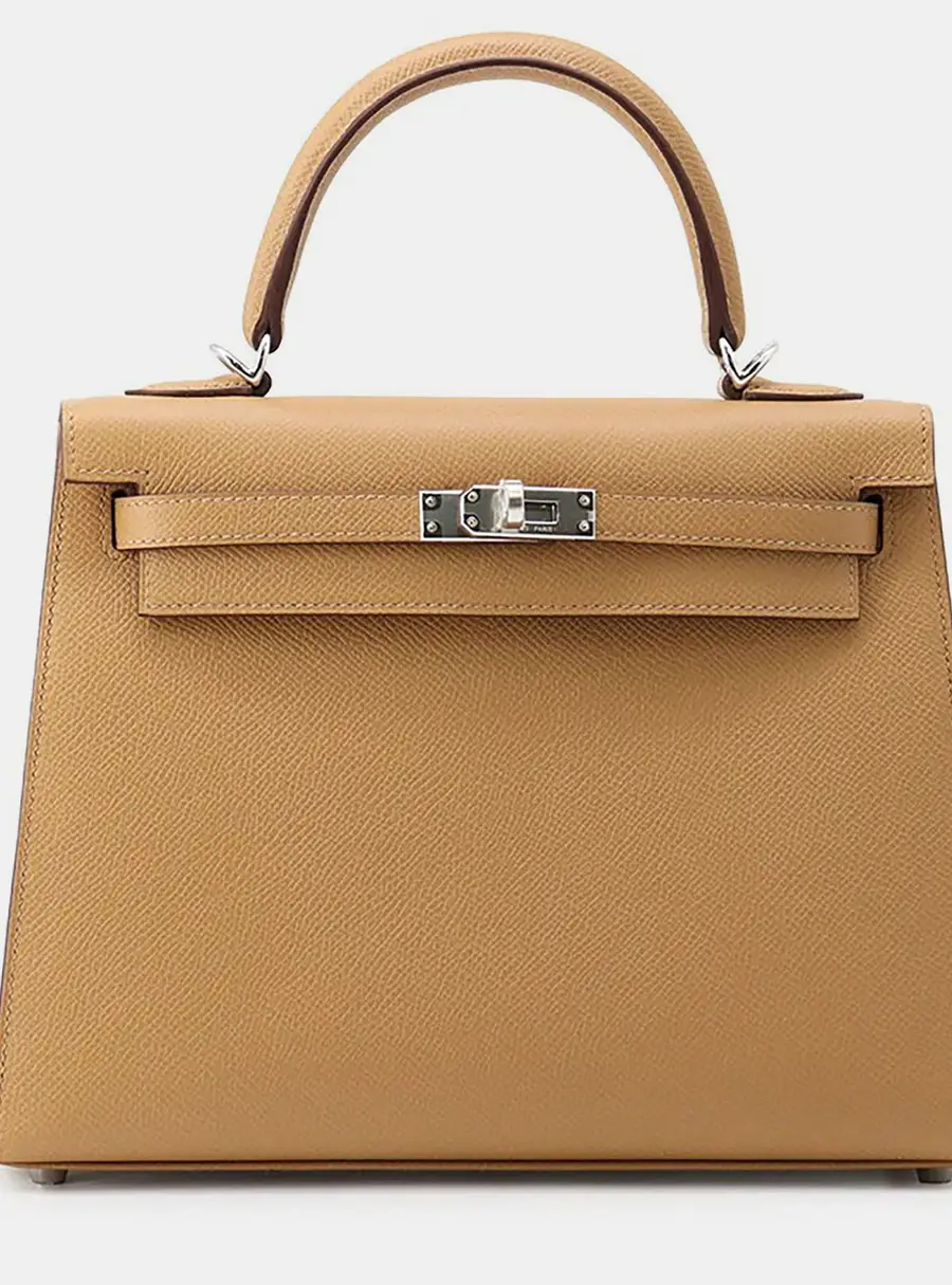 Hermes Kelly Sellier 25 Biscuit Epsom Leather Top Handle Bag