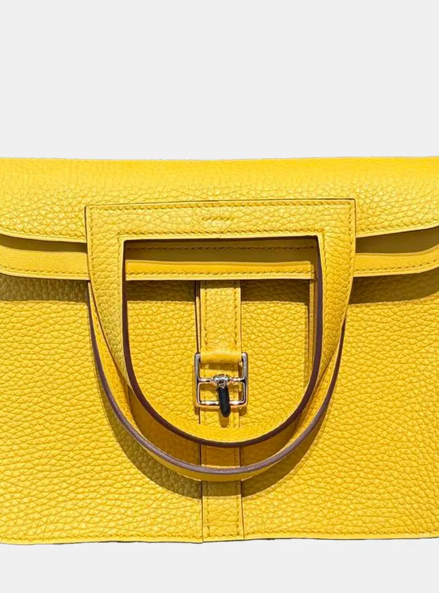 Hermes Halzan 25 Jaune De Naples Taurillon Clemence Leather Shoulder Bag