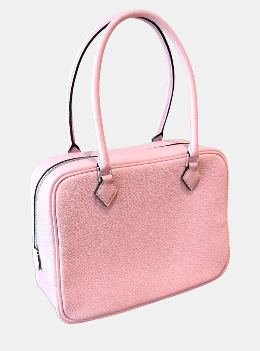 Hermes Mini Plume Rose Sakura Chevre Leather Top Handle Bag