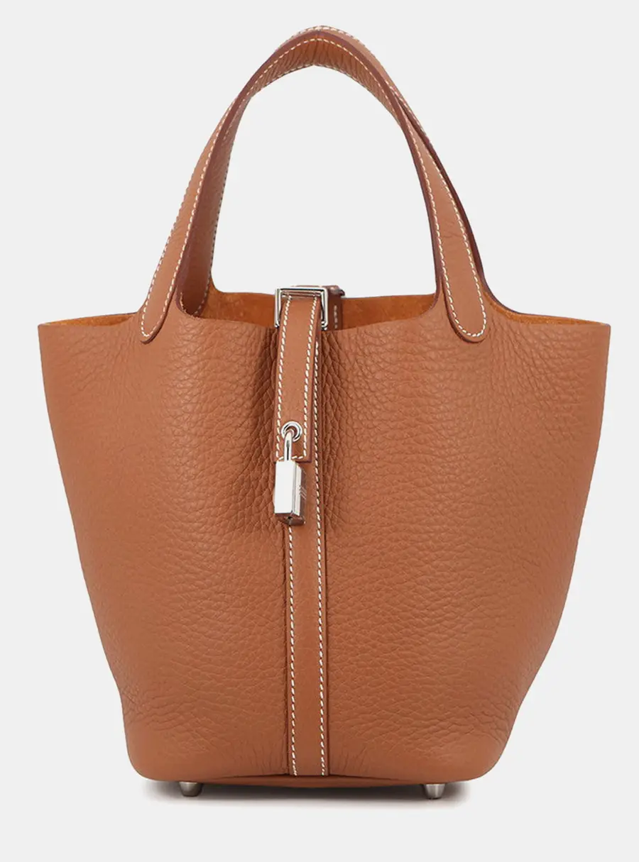 Hermes Picotin Lock PM Gold Taurillon Clemence Leather Tote Bag