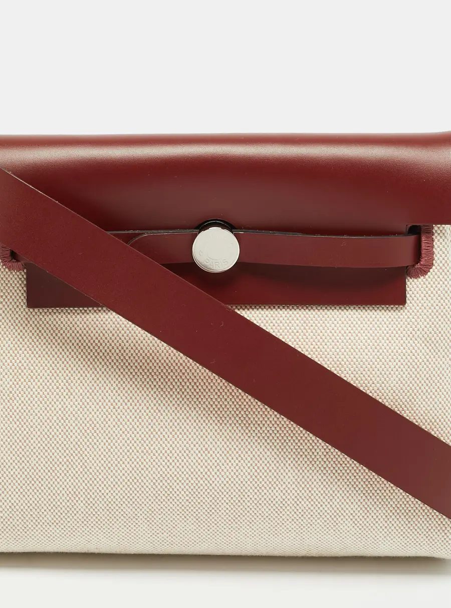 Hermes Herbag Zip 20 Ecru/Beige/Rouge H Viking Toile and Vache Hunter Shoulder Bag