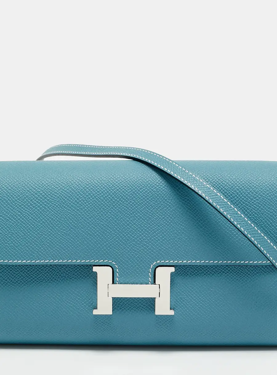 Hermes Constance Bleu Jean Epsom Leather To Go Wallet