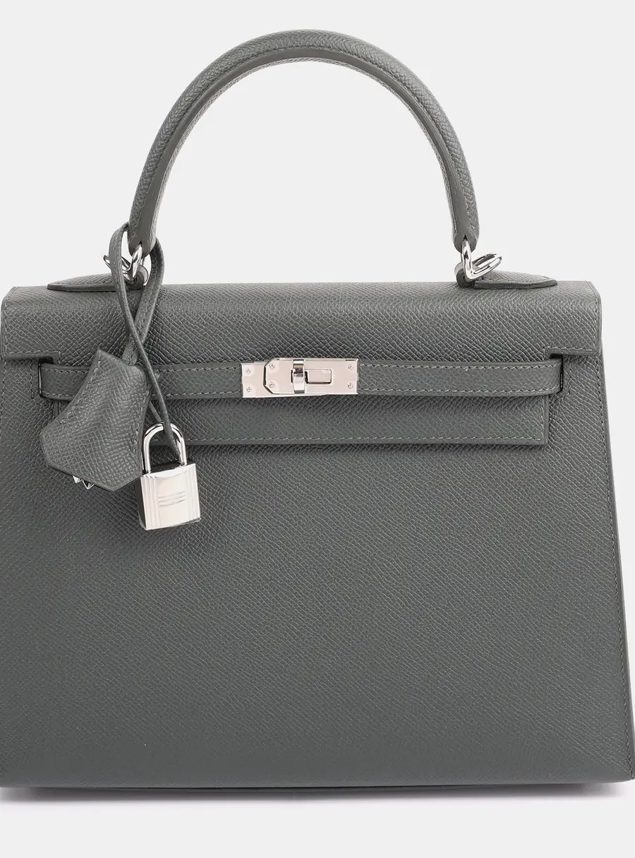 Hermes Kelly 25 Vert Mangrove Epsom Calfskin Leather Sellier Top Handle Bag