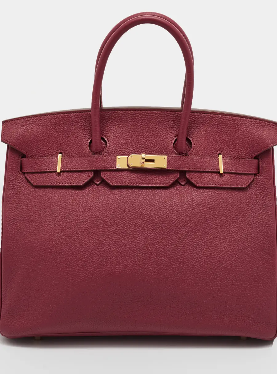 Hermès Birkin 35 Gold Finish Rubis Togo Leather Bag