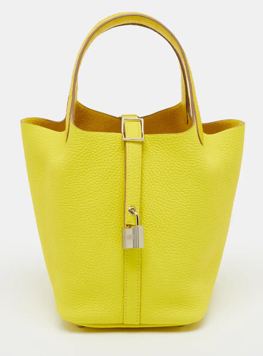 Herm&egrave;s Picotin Lock Touch 18 Lime/Mimosa Taurillon Clemence Leather and Matte Alligator Tote