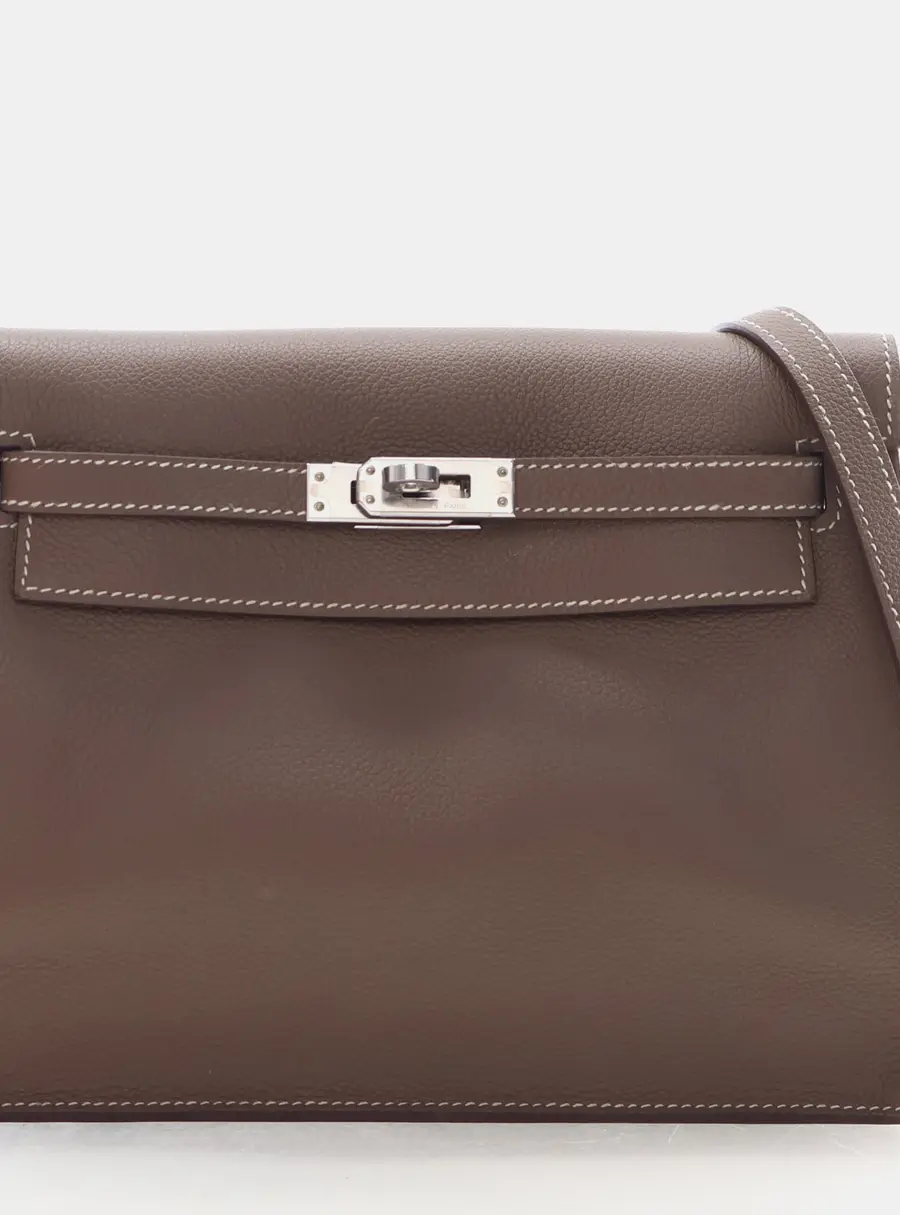 Hermes Kelly Danse II Etoupe Evercolor Calfskin Leather Shoulder Bag