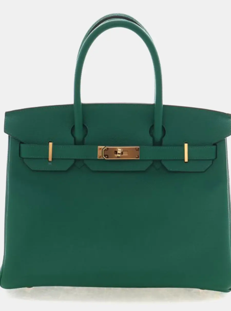 Hermes Birkin 30 Vert Vertigo Epsom Calfskin Leather Top Handle Bag
