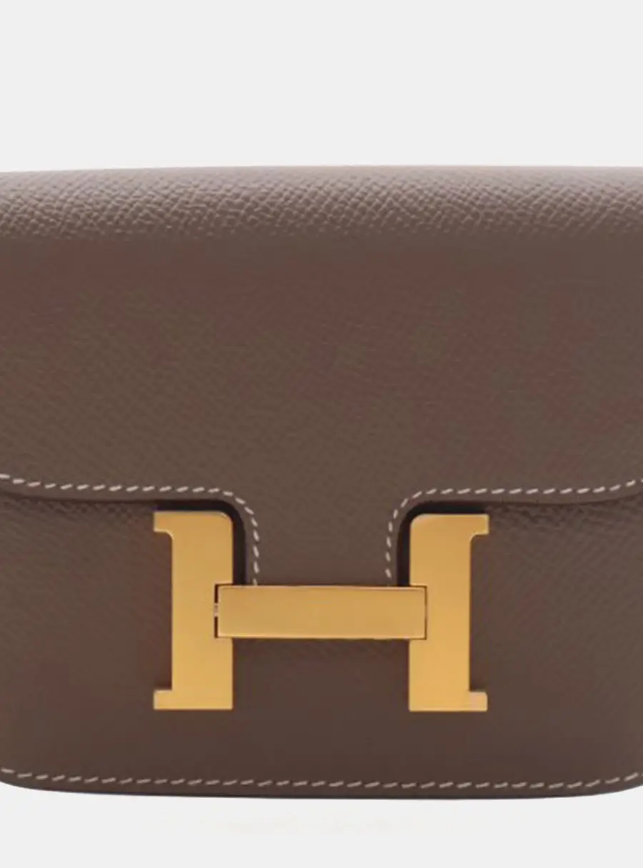 Hermes Constance Slim Etoupe Epsom Calfskin Leather Wallet Bag
