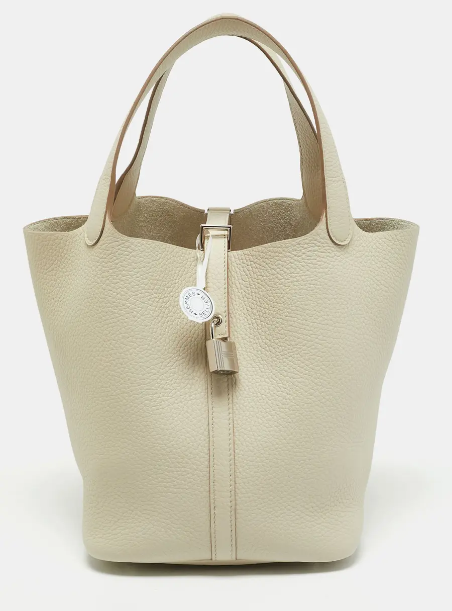 Hermès Picotin Lock 22 Gris Pale Taurillon Clemence Leather Tote