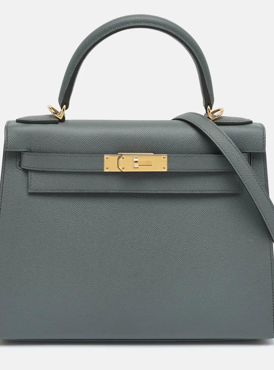 Hermes Kelly Sellier 28 Gold Finish Vert Amande Epsom Leather Top Handle Bag
