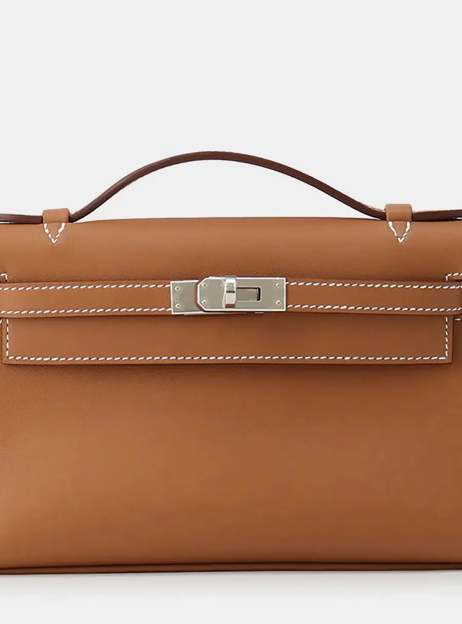 Hermes Kelly Pochette Gold Swift Leather Pochette Bag