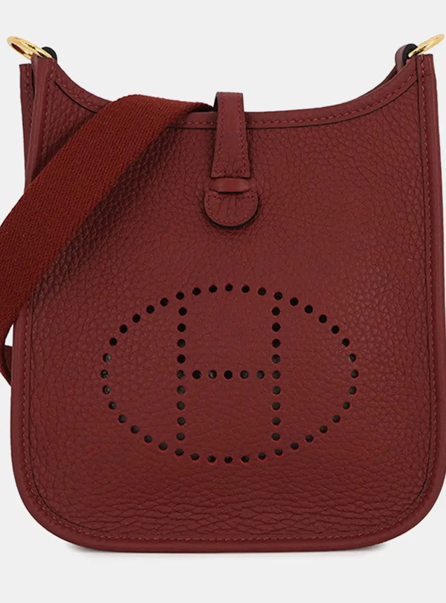Hermes Evelyne TPM Rouge H Taurillon Clemence Leather Shoulder Bag