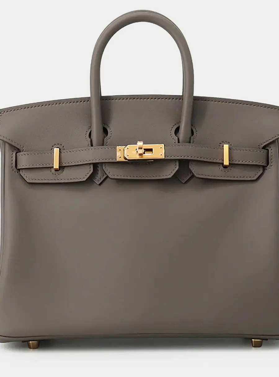 Hermes Birkin 25 Etain Swift Leather Top Handle Bag