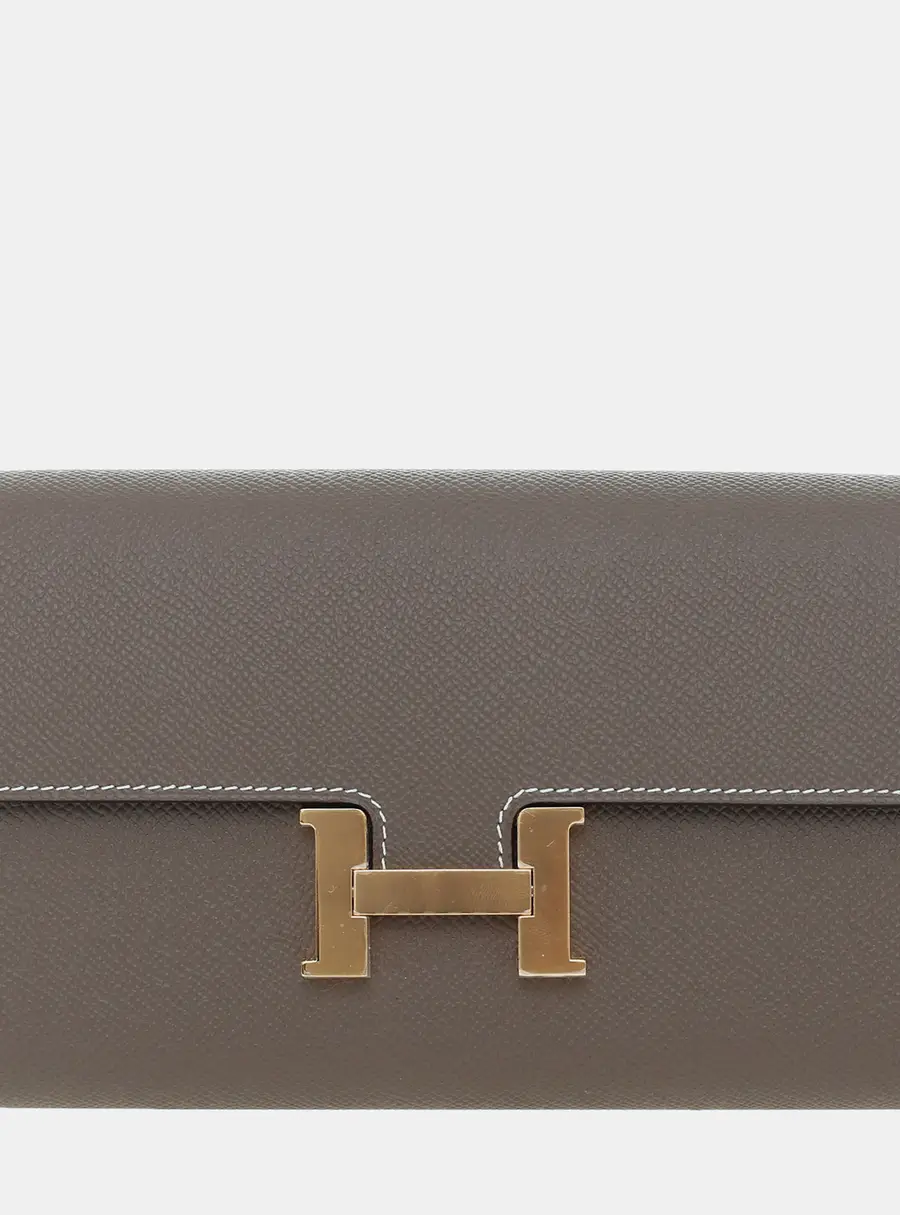 Hermes Constance To Go Wallet Grey Epsom Calfskin Leather Wallet Bag