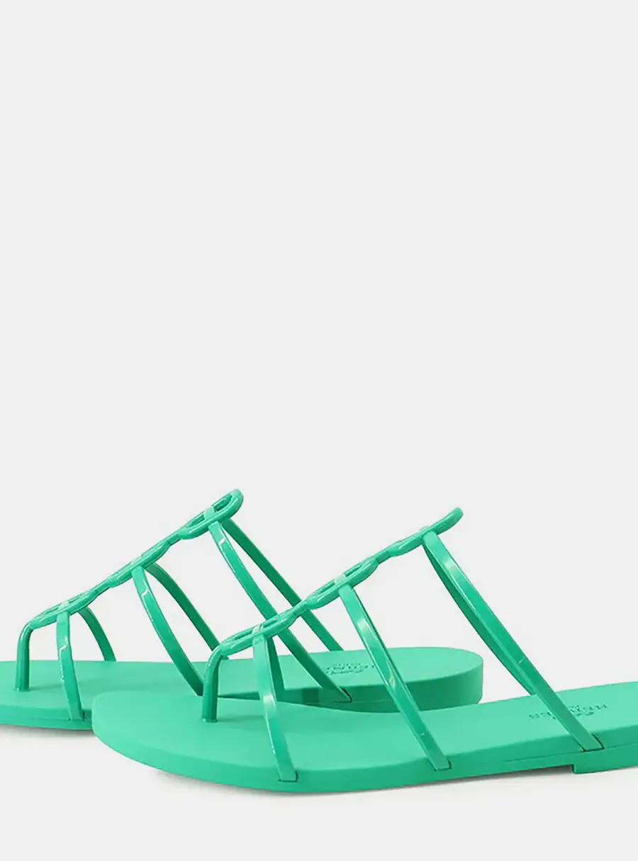 Hermes Mykonos Sandals Vert Tourmaline Rubber Size 36