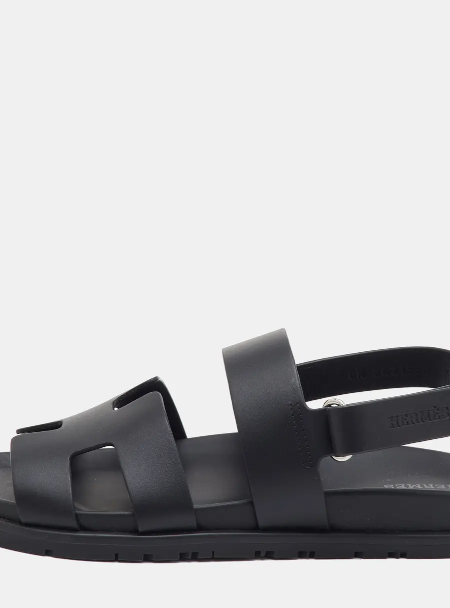 Herm&egrave;s Genius Size 39 Black Suede Flat Sandals