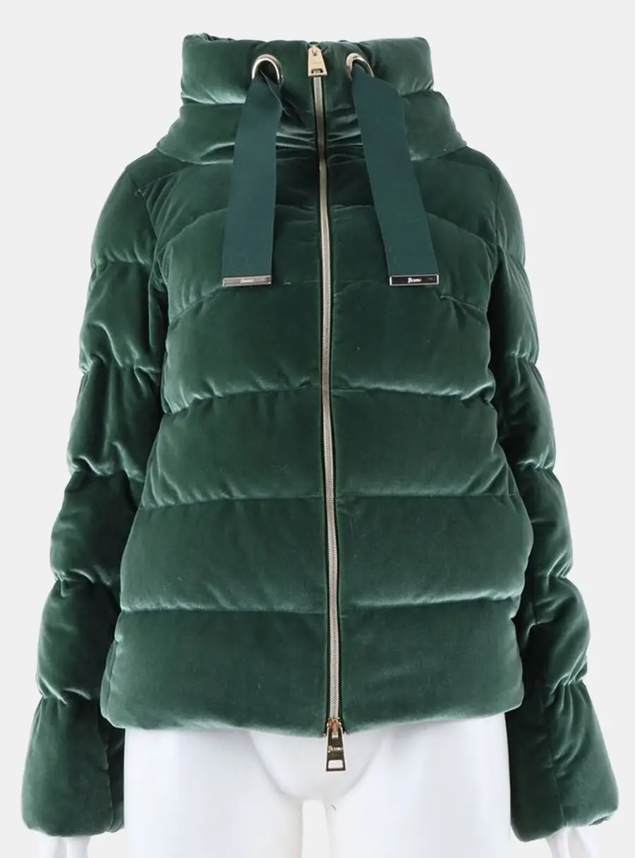 Herno Green Velvet Padded Jumper