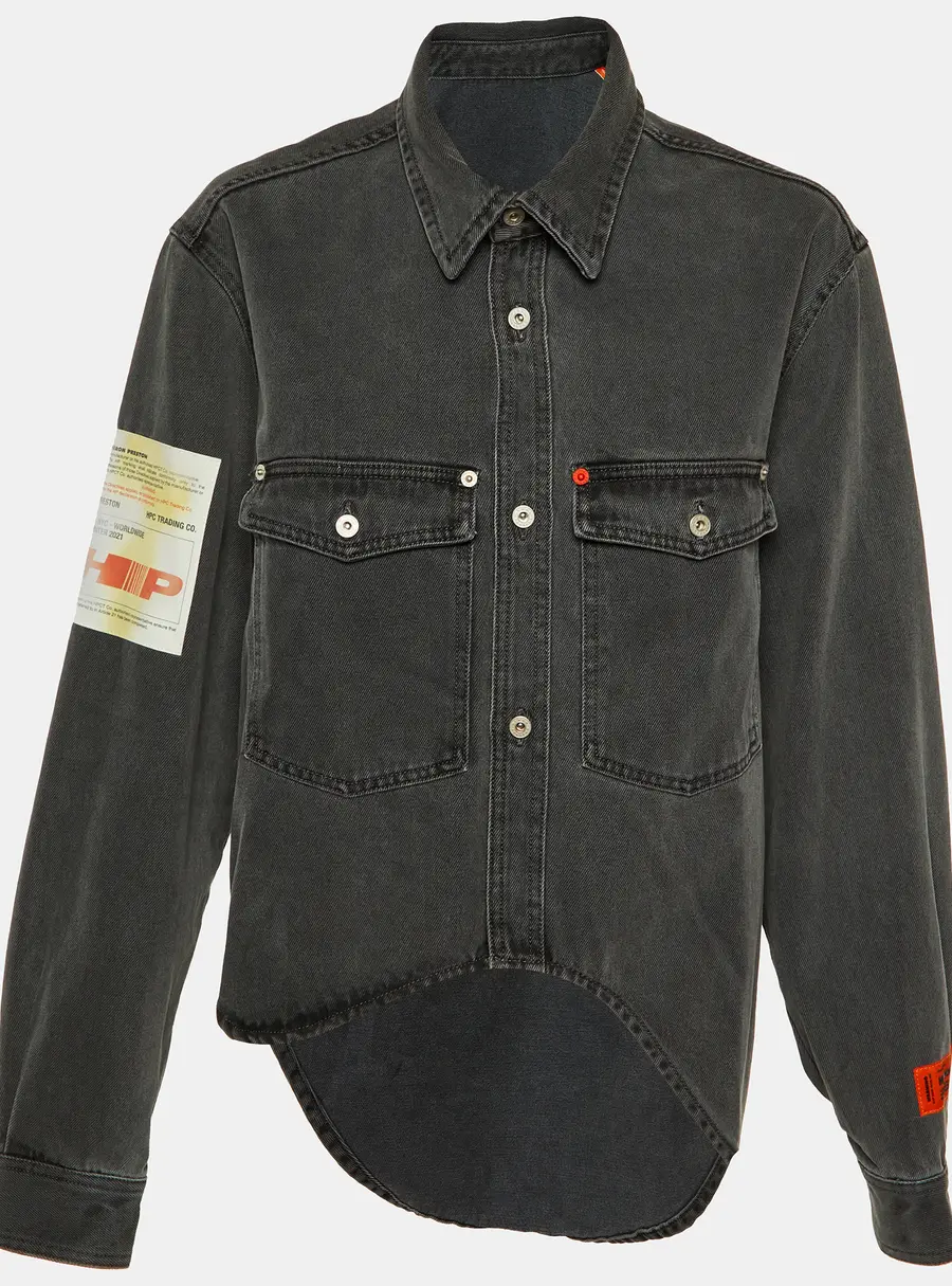 Heron Preston Charcoal Grey Denim Oversized High-Low Shirt L
