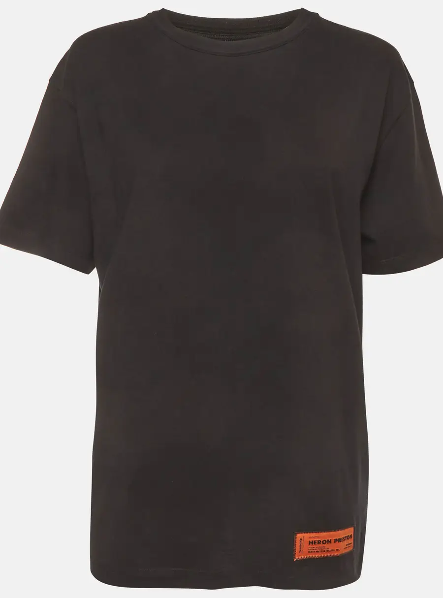 Heron Preston Black Logo Applique Jersey Crewneck T-Shirt L