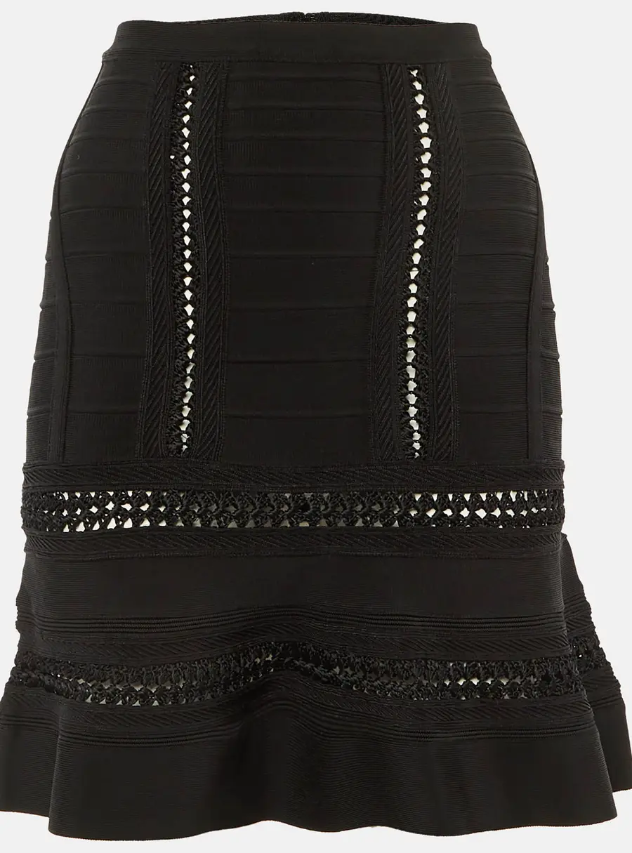 Herve Leger Black Knit Taliyah Mini Skirt XXS
