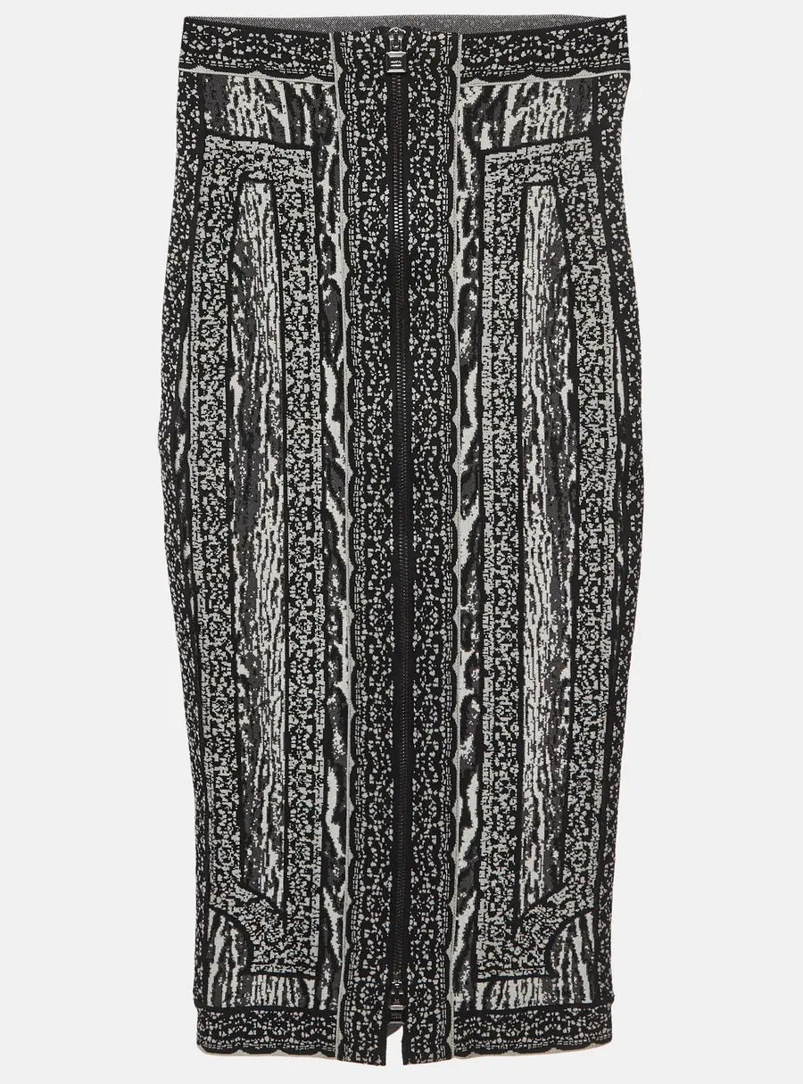 Herve Leger Monochrome Jacquard Knit Rocha Pencil Skirt XS