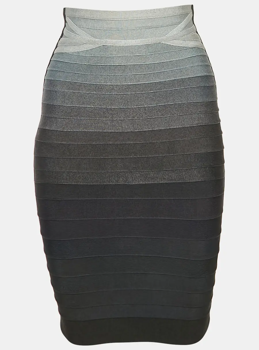 Herve Leger Grey Bandage Knit Pencil Skirt XS