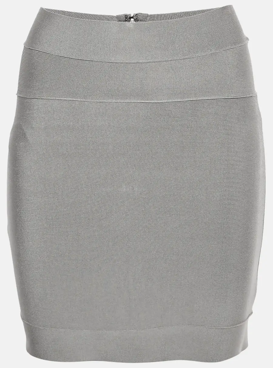 Herve Leger Grey Bandage Knit Grizzle Bandeau Skirt S