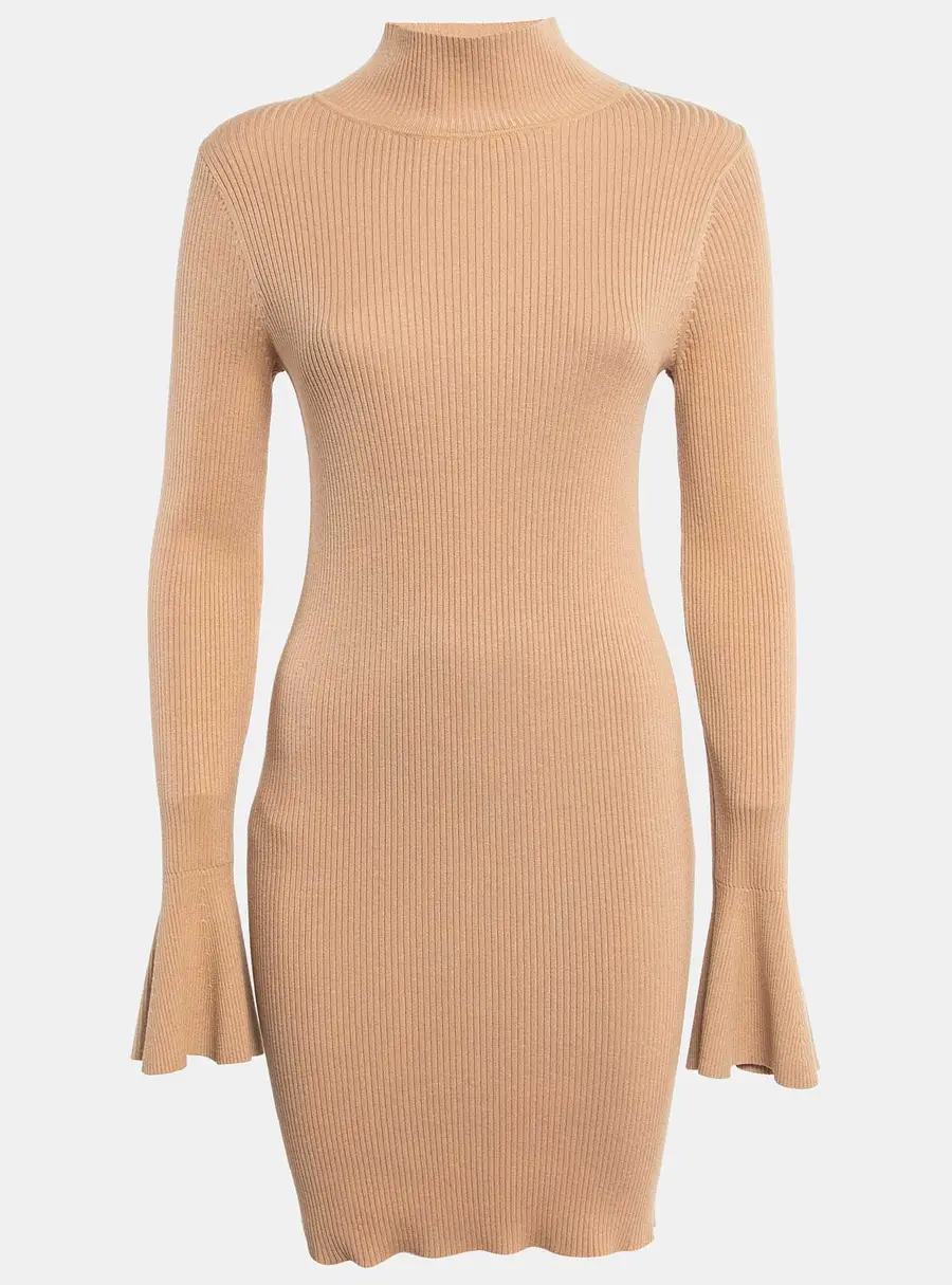 House of Harlow 1960 x Revolve Brown Rib Knit Turtleneck Bodycon Dress M