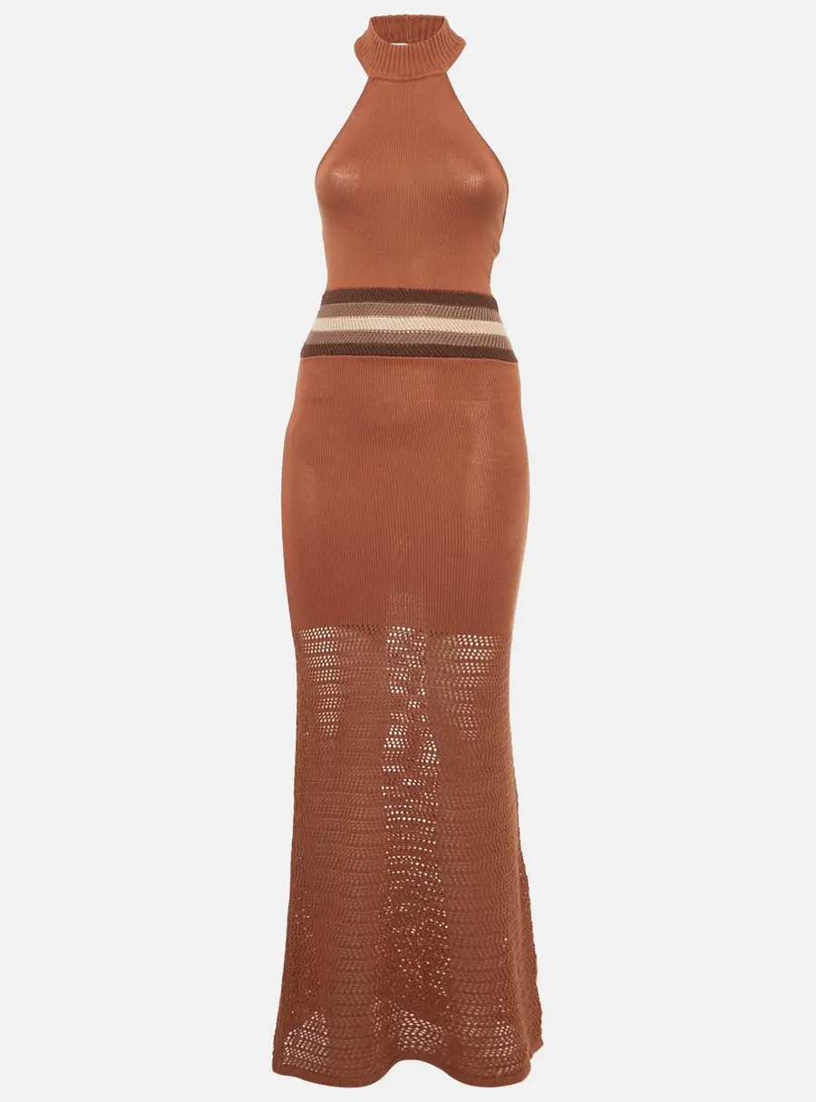 House of Harlow 1960 x REVOLVE Brown Naomh Crochet Mix Dress S